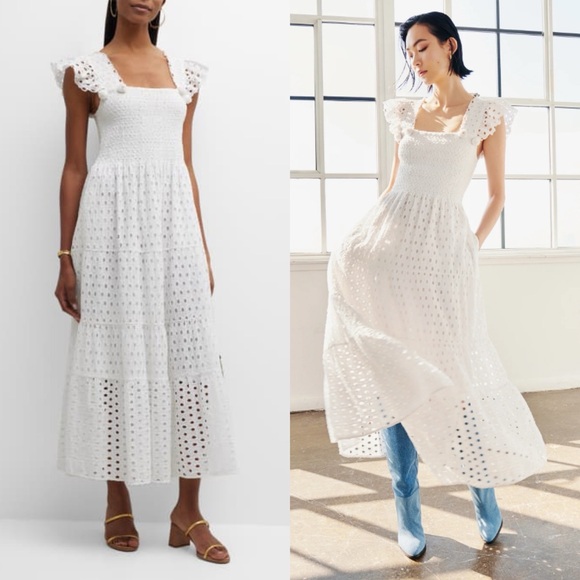 Figue Madi Embroidered Eyelet Midi Dress Ivory Cotton Size XS Shopbop Tuckernuck - Picture 1 of 15